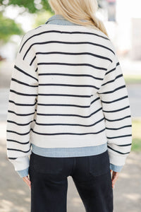 Make Your Choice Cream Striped Cardigan Jacket