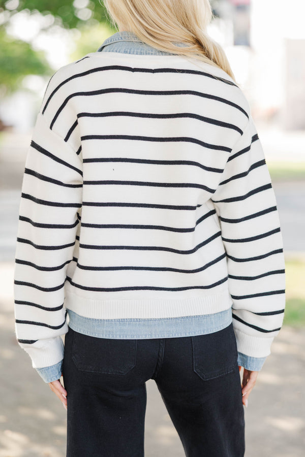 Make Your Choice Cream Striped Cardigan Jacket