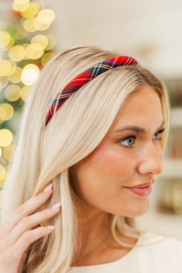 Styled Simply Red Tartan Plaid Headband