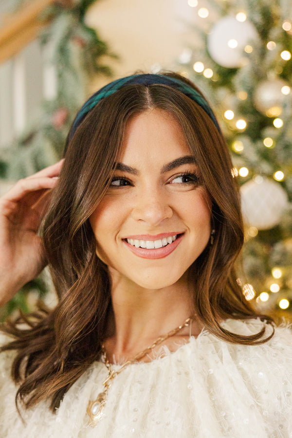 In Fine Form Navy Plaid Headband