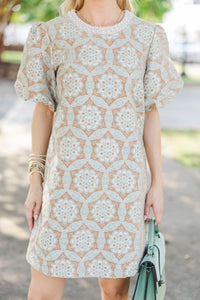 Evening Glow Taupe Brocade Dress