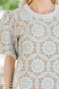 Evening Glow Taupe Brocade Dress