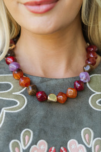 So They Say Red Beaded Necklace