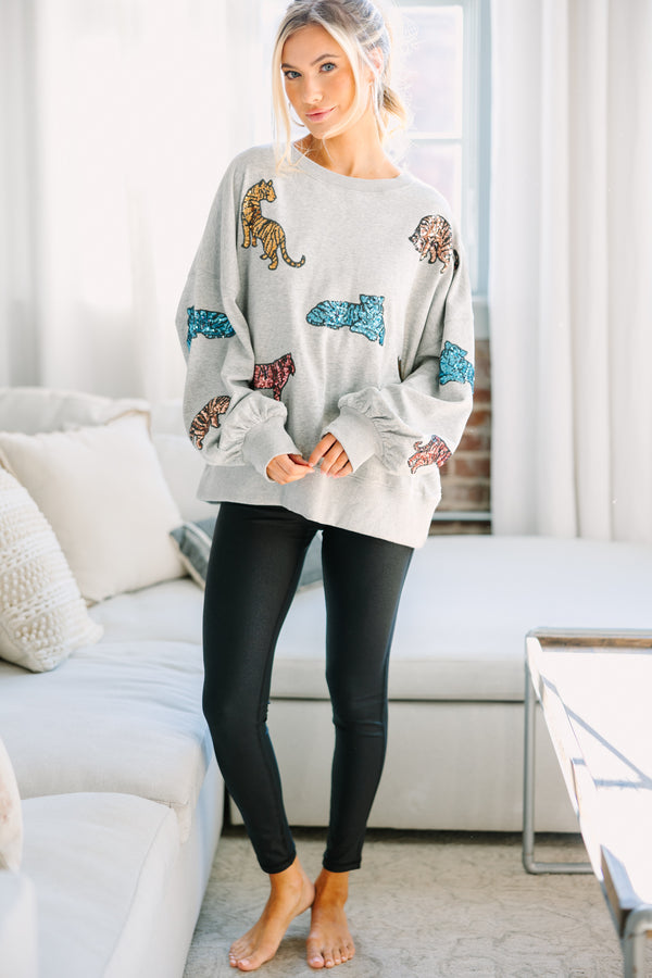 sequin pullover, tiger pullover, casual pullovers