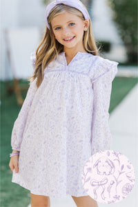 Girls: See It Through Lavender Toile Babydoll Dress