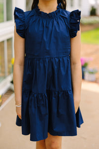 Girls: What Dreams Are Made Of Navy Blue Ruffled Dress