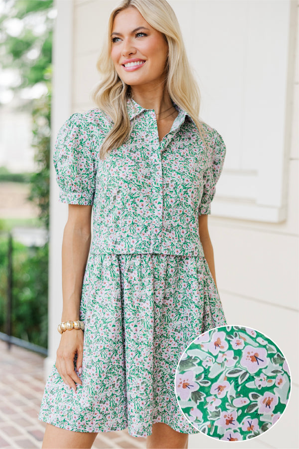 All For It Green Ditsy Floral Shirt Dress Shop the Mint All For It Green Ditsy Floral Shirt Dress Shop the Mint
