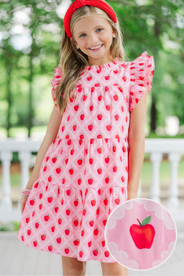 Girls: Sweet Nature Pink Apple Medallion Babydoll Dress, (12/14) - The Mint Julep Boutique Girls: Sweet Nature Pink Apple Medallion Babydoll Dress, (12/14) - The Mint Julep Boutique