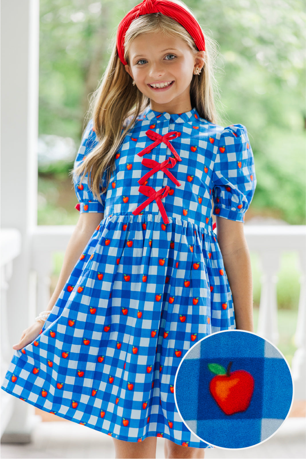 Girls: The Audrey Blue Apple Gingham Dress – Shop the Mint