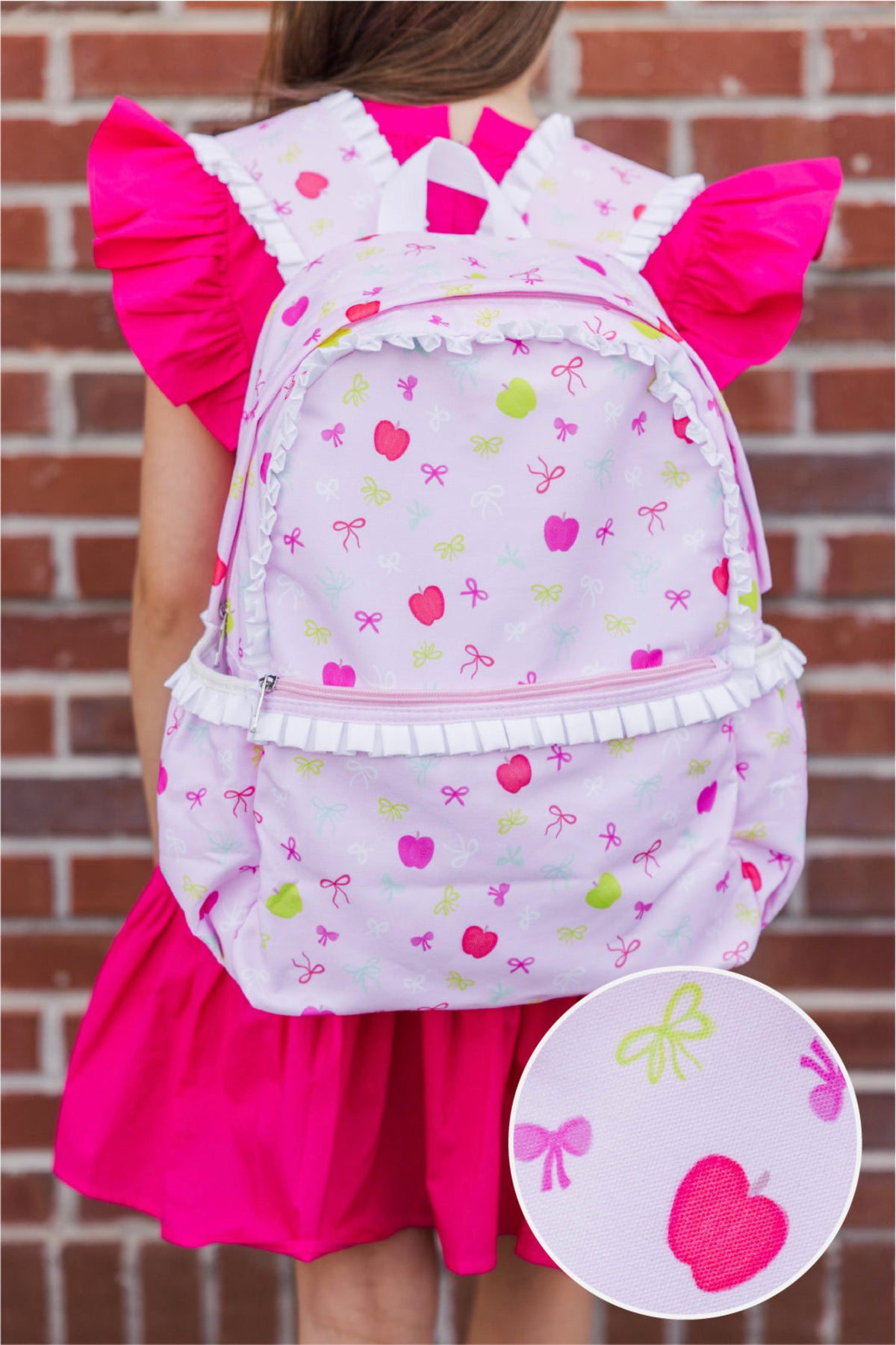 Girls: The Kenzie Pink Bows & Apples Backpack – Shop the Mint