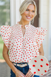 Live Out Loud White Apple Print Blouse