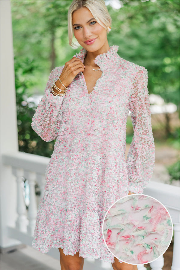 Always On My Mind Pink Floral Tulle Babydoll Dress