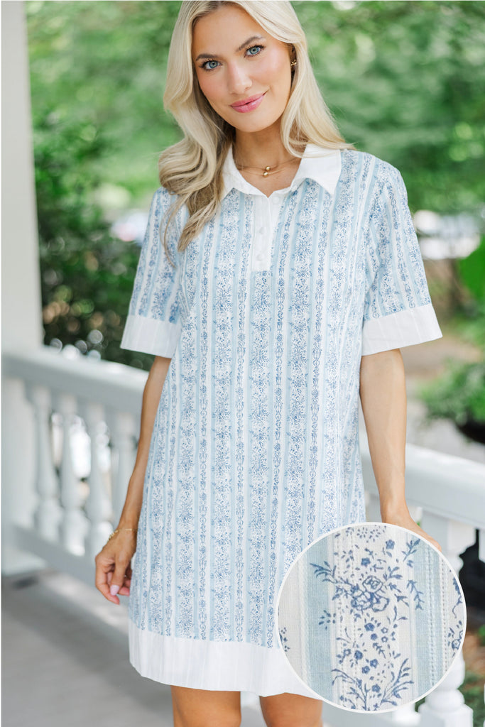 Make Your Day Light Blue Floral Shift Dress – Shop the Mint