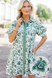 Feeling Radiant Green Floral Dress