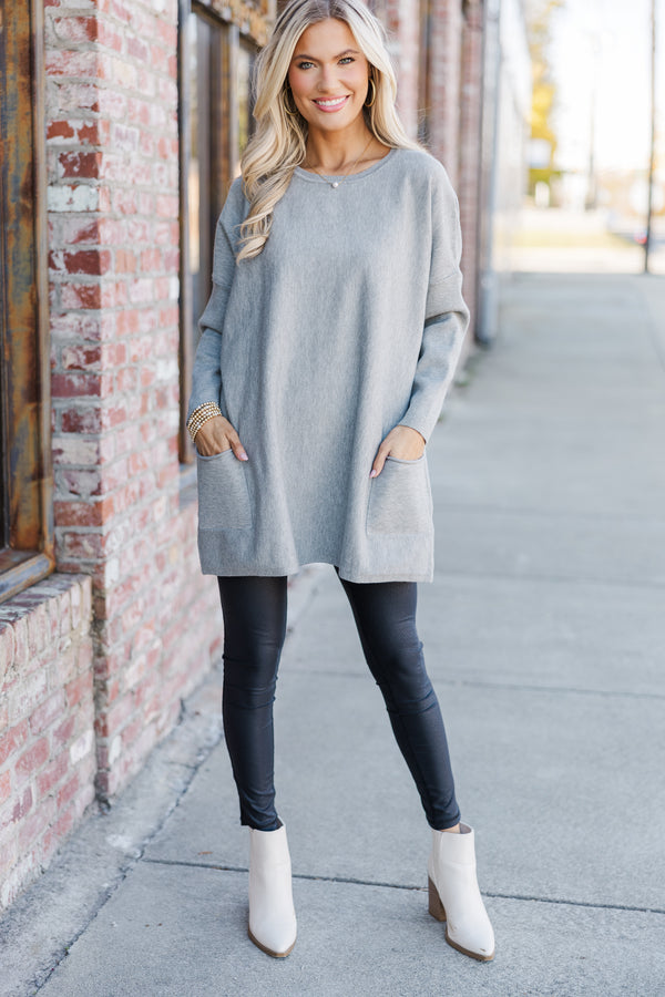 Loving My Life Heather Gray Pocket Tunic