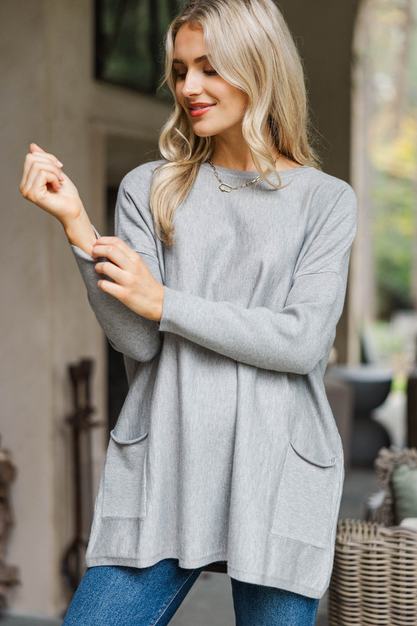 Loving My Life Heather Gray Pocket Tunic