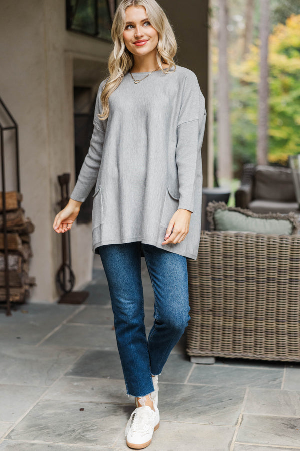 Loving My Life Heather Gray Pocket Tunic