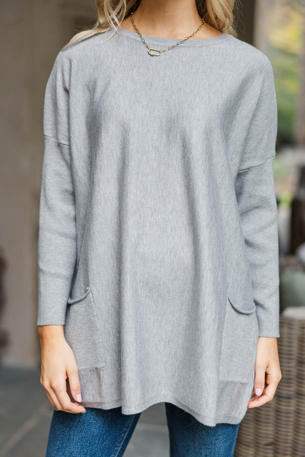 Loving My Life Heather Gray Pocket Tunic