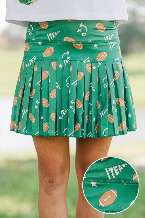 Girls: The Sadie Green Football Print Skort