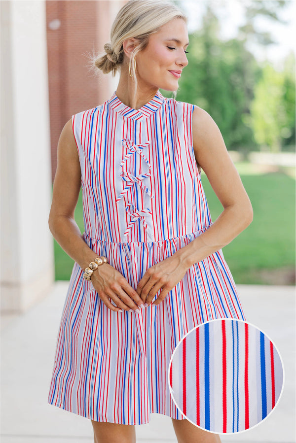 Believe In Yourself Navy Striped Babydoll Dress