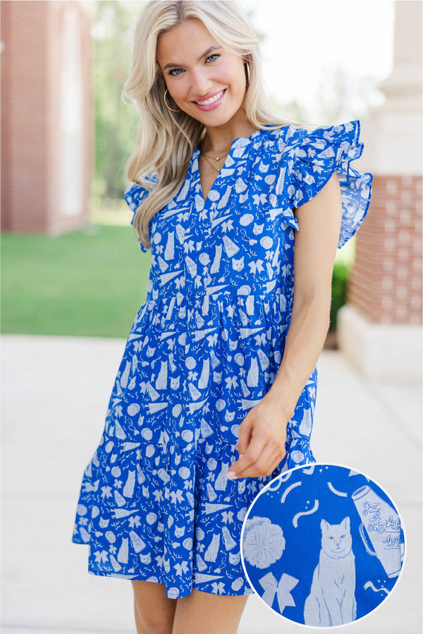 At This Time Royal Blue Wildcats Dress