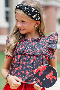 Girls: The Layla Black and Red Bows and Stars Blouse