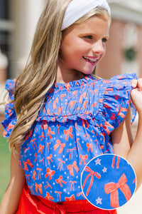 Girls: The Layla Blue Bows and Stars Blouse