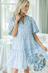 NURSING COLLECTION: Feeling Your Best Blue Toile Babydoll Dress