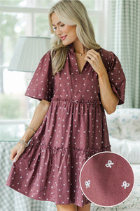 NURSING COLLECTION: Feeling Your Best Brown Bow Print Dress