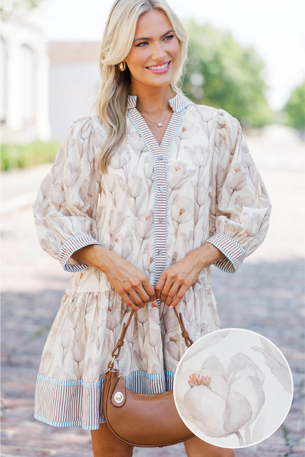 Gentle Things Cream Floral Babydoll Dress