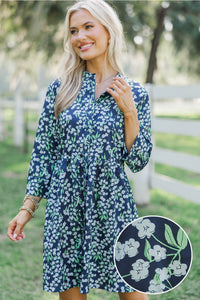 Always The One Navy Blue Floral Shift Dress