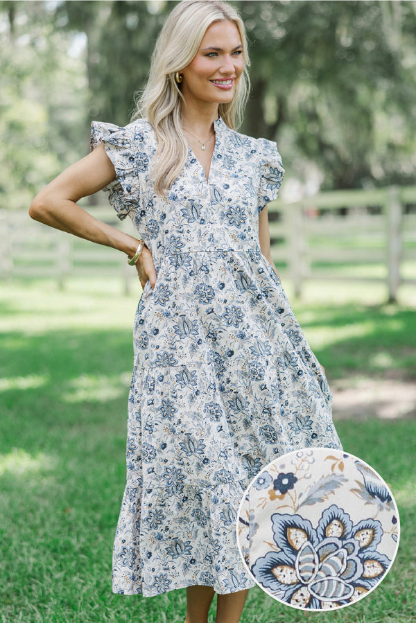 Created Beauty Cream Paisley Midi Dress