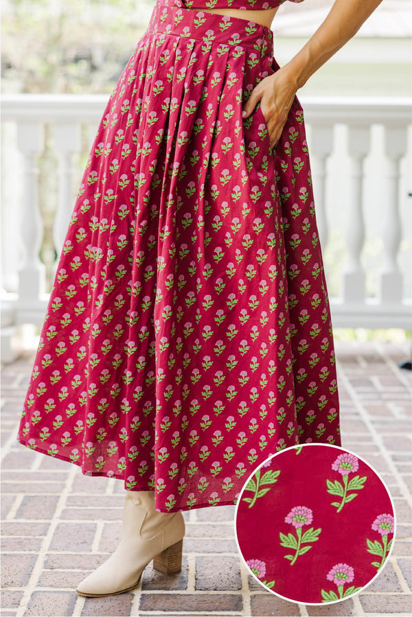 With The Wind Burgundy Medallion Skirt