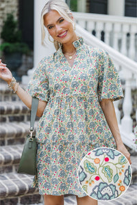 Feeling Your Best Sage Paisley Babydoll Dress