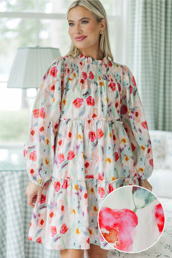 NURSING COLLECTION: Be Your Best Cream Watercolor Babydoll Dress