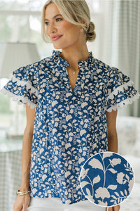 NURSING COLLECTION: Back To Good Navy Blue Floral Blouse