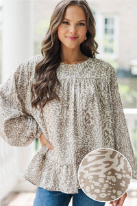 Feeling Blessed Taupe Leopard Tunic