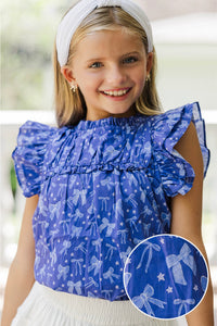 Girls: The Layla Navy Blue Bows and Stars Blouse