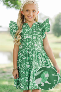 Girls: At This Time Lions Print Dress
