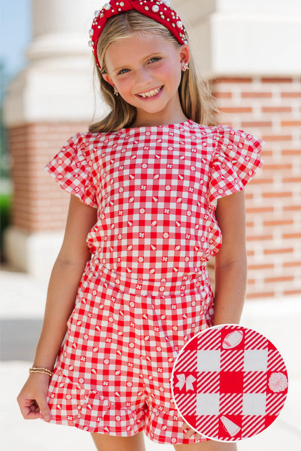 Girls: Feeling Fun Red Gameday Checkered Set