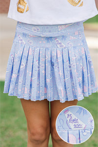 Girls: The Sadie Light Blue Spirit Print Skort Skort