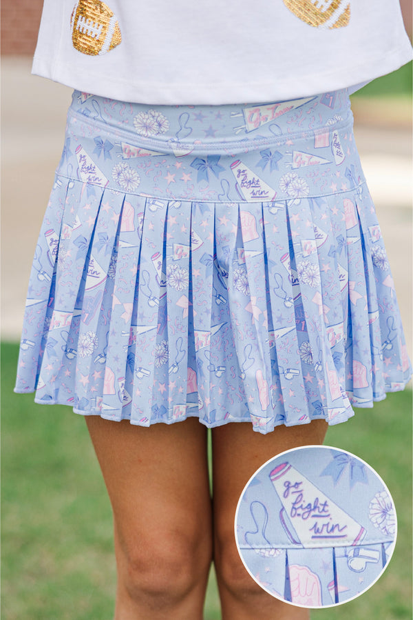 Girls: The Sadie Light Blue Spirit Print Skort Skort