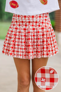 Girls: The Sadie Red Gameday Checkered Skort