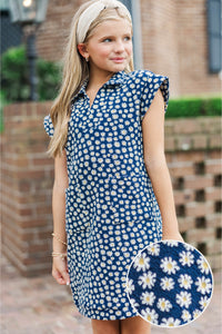 Girls: Give You Happiness Navy Blue Contrast Dress