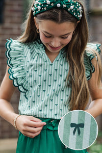 Girls: Tell You Everything Green Bow Blouse