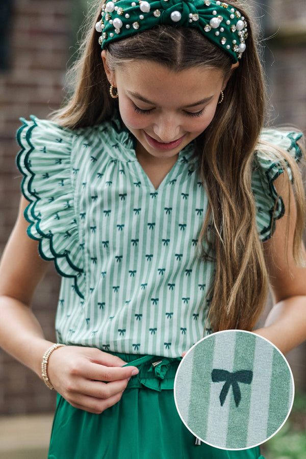 Girls: Tell You Everything Green Bow Blouse