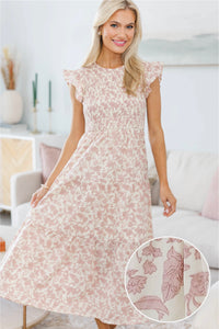 NURSING COLLECTION: Learn From The Best Mauve Toile Smocked Dress