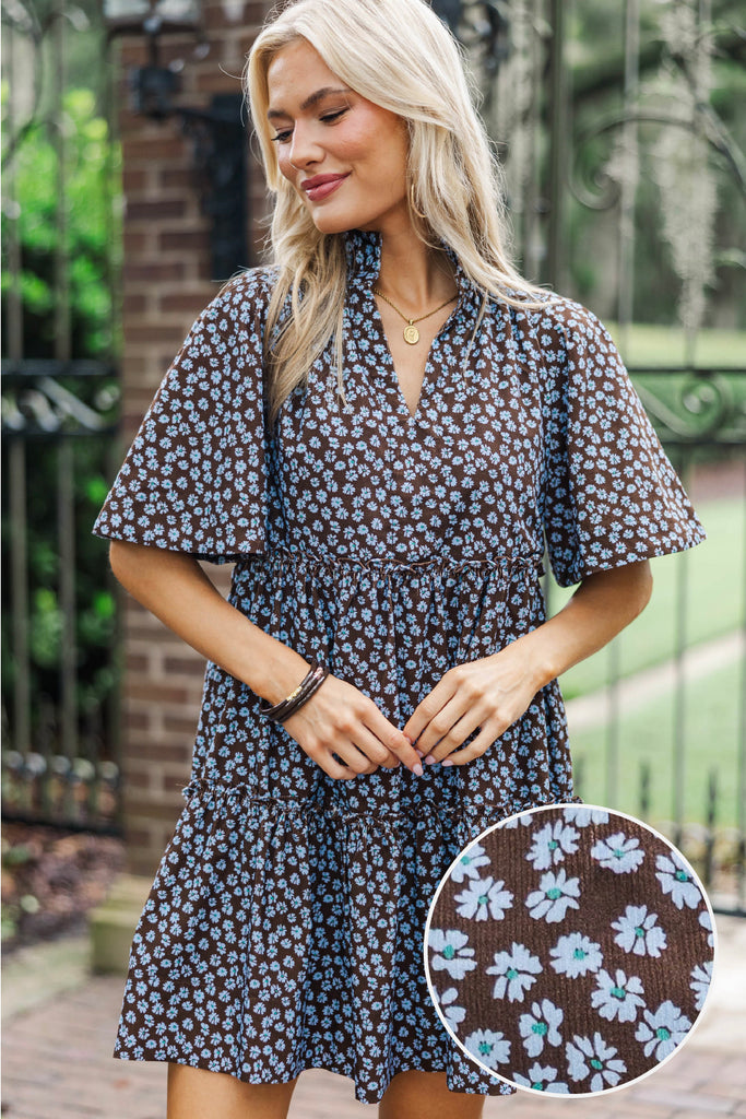 Feeling Your Best Brown Ditsy Floral Babydoll Dress – Shop the Mint