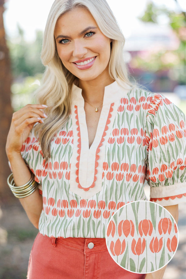 Why Wait White Floral Puff Sleeve Blouse