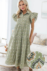NURSING COLLECTION: More Good Days Green Medallion Midi Dress
